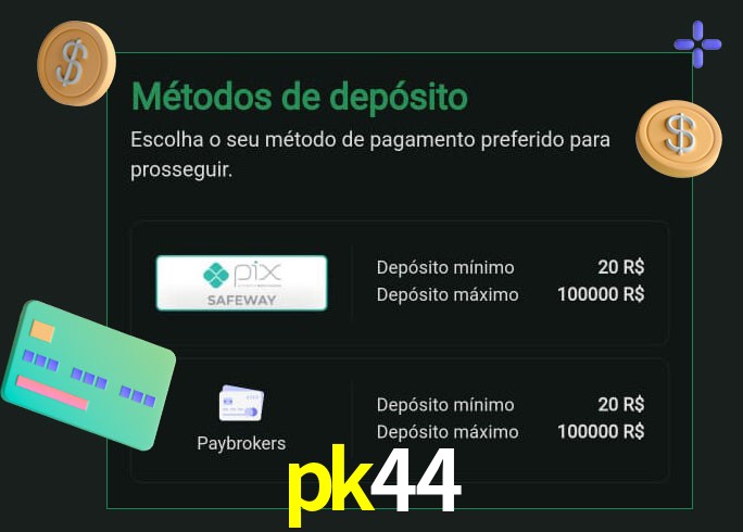 O cassino pk44 oferece uma grande variedade de métodos de pagamento